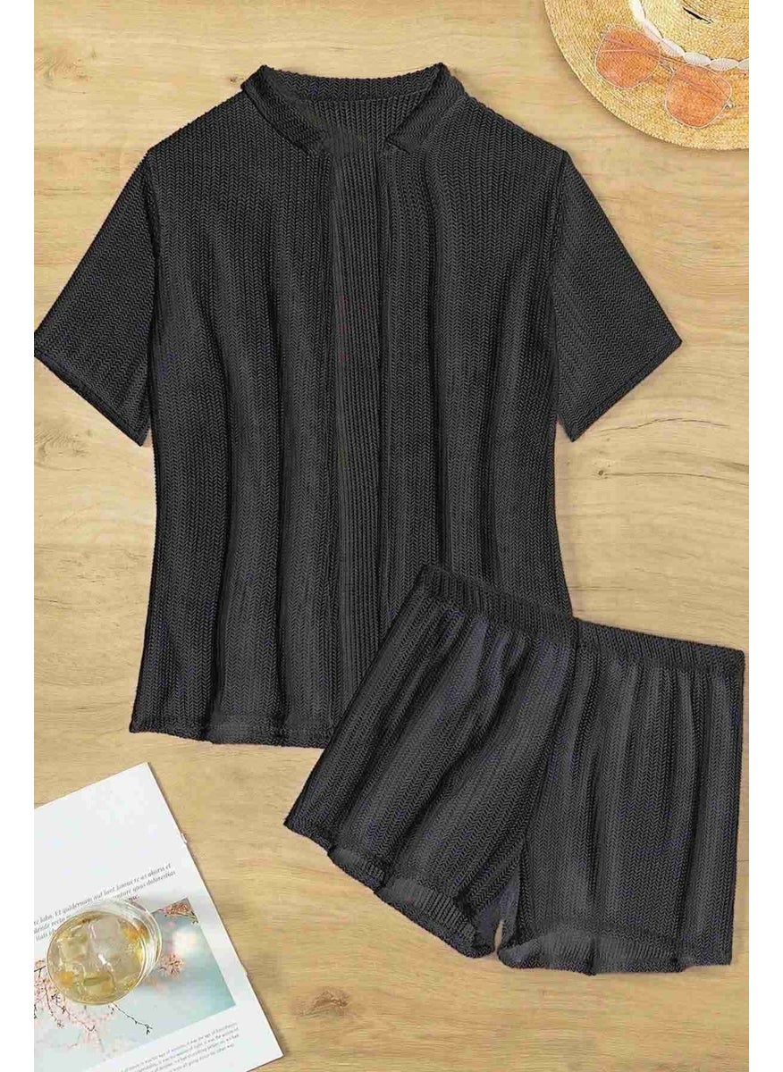 Alpin Moda - Shirt Look Bottom Top Shorts Set Beach Dress - Image 1