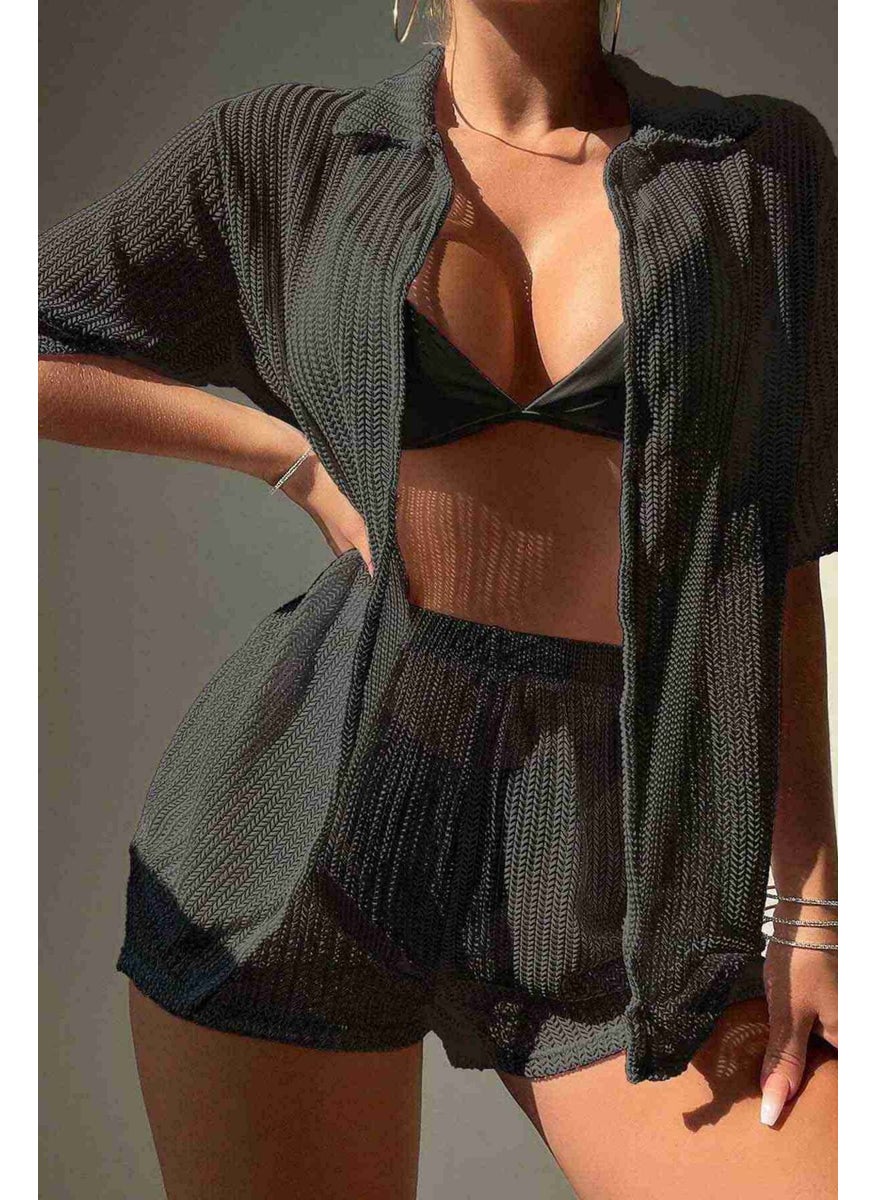 Alpin Moda - Shirt Look Bottom Top Shorts Set Beach Dress - Image 1
