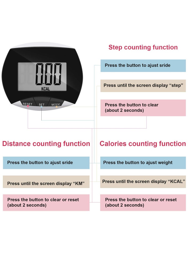 Generic - Portable Pedometer, LCD Digital Display Running Pedometer for Jogging Hiking Running Walking (2 Pack ) - Image 1
