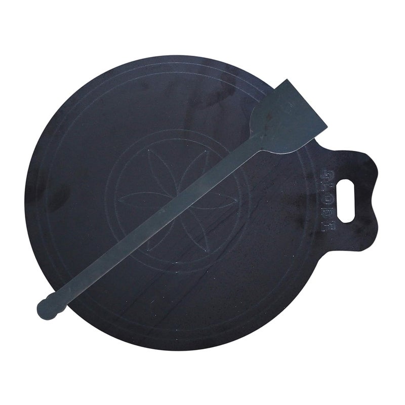EZAHK Iron DosaRoti Tawa Laser Cutting with Single Handle PreSeasoned Perfect for Cooking on Gas and Electric Cooktops Black12inch 5 MM Thick - Image 2