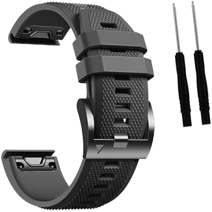 26mm Quickfit Silicone Band Compatible with Garmin Fenix 7X/7X Pro, Fenix 6X/6X Pro, Fenix 5X/5X Plus, Fenix 8 51mm, Tactix 8/Delta, Enduro 3/2, Descent Mk3i/Mk2 – Soft Sport Replacement Strap