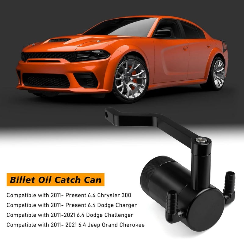 CNSPEED 6.4L Billet Oil Catch Can Kit with Z-Bracket for 2011+ Dodge Charger, Challenger, Chrysler 300, Jeep Grand Cherokee - Image 2