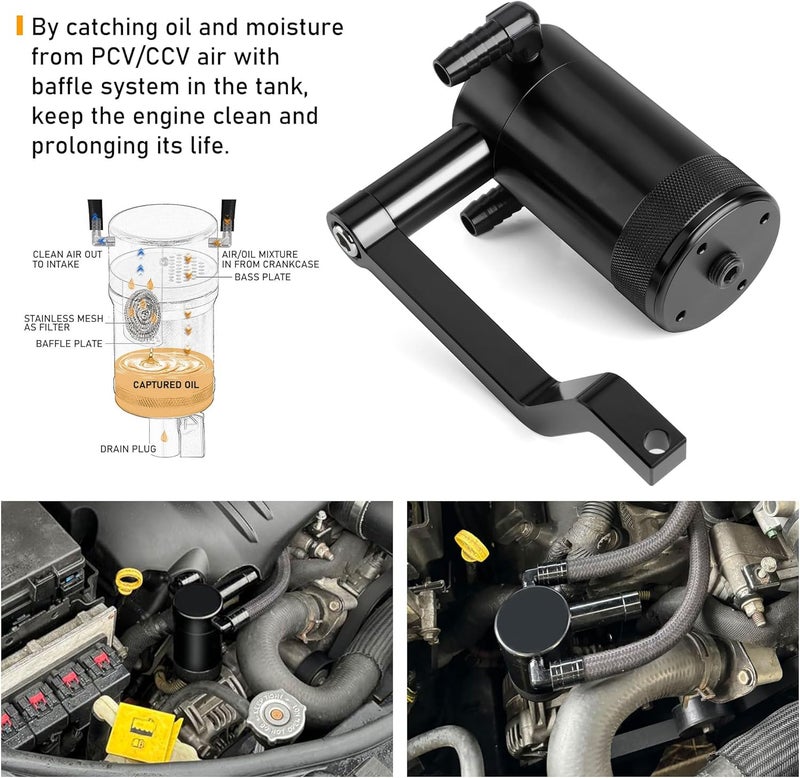 CNSPEED 6.4L Billet Oil Catch Can Kit with Z-Bracket for 2011+ Dodge Charger, Challenger, Chrysler 300, Jeep Grand Cherokee - Image 4