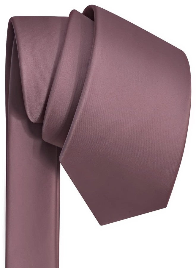 Branduce Silk Dusty Rose Tie Classic Wedding Necktie Solid Pure Plain Formal Tie for Men (TA05-25) - Image 3