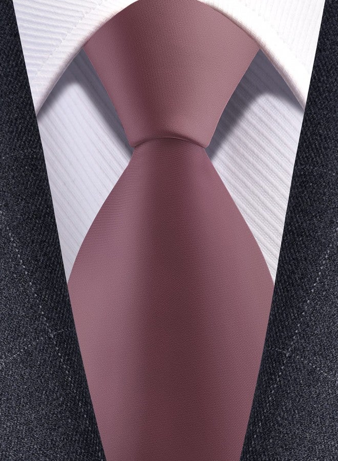 Branduce Silk Dusty Rose Tie Classic Wedding Necktie Solid Pure Plain Formal Tie for Men (TA05-25) - Image 2