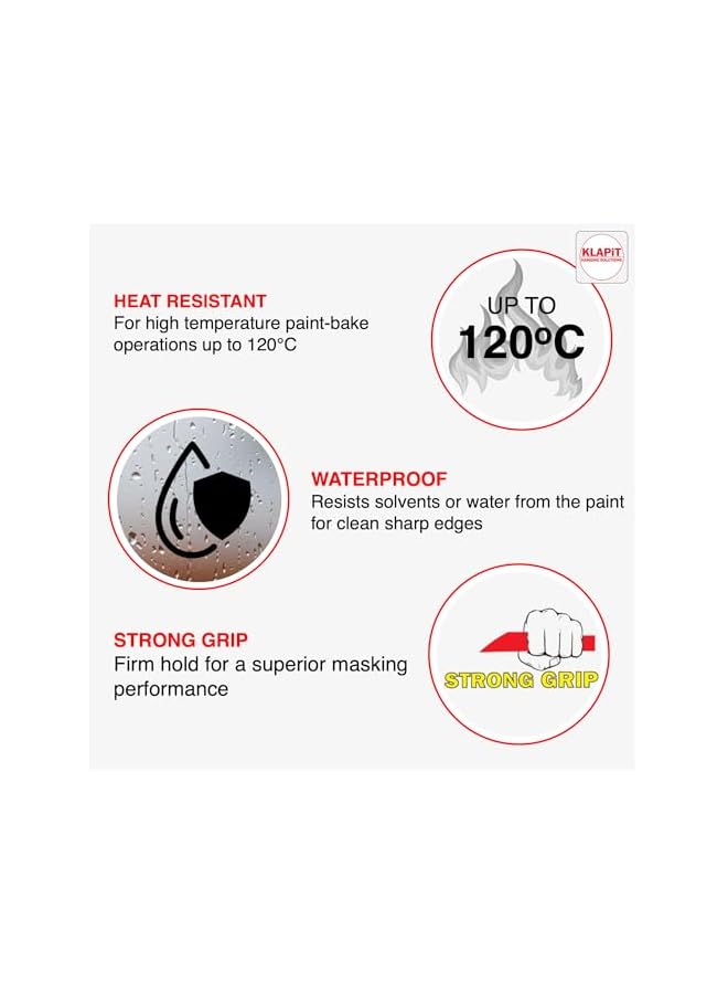 KLAPiT KLAPiT Waterproof Masking Tape 1 Inch X 50m X 2Pc, Multipurpose Painters & Paper Washi Tape for Home, Office, Automotive, Art & Crafts  - Image 3