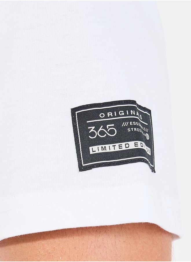Styli Reindeer Graphic Oversized T-Shirt with Sleeve Badge  - Image 4