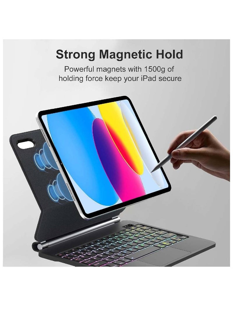 ZOOMEE Magic Keyboard Case for iPad (A16) 11th Gen 2025/iPad 10th Gen 10.9" 2022, Backlit with Trackpad Keyboard, Magnetic Floating Cantilever Stand for iPad 11th /10th Generation - Black  - Image 2