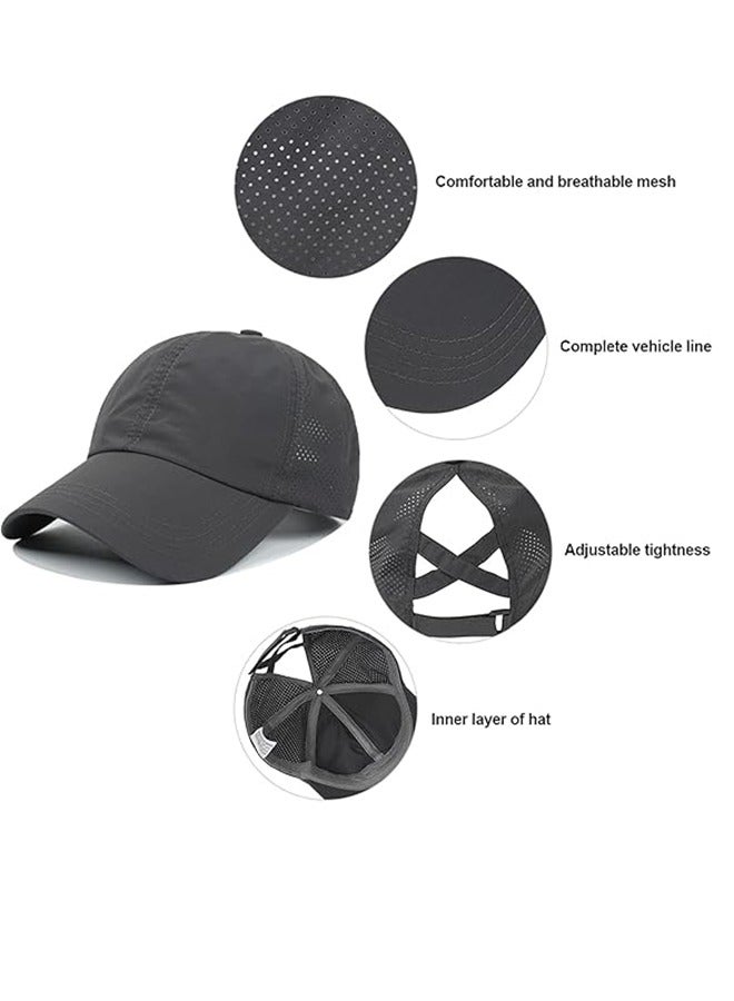 Women's Criss Cross Ponytail Baseball Cap Adjustable High Messy Bun Pony Hat Quick Dry Hat  - Image 5