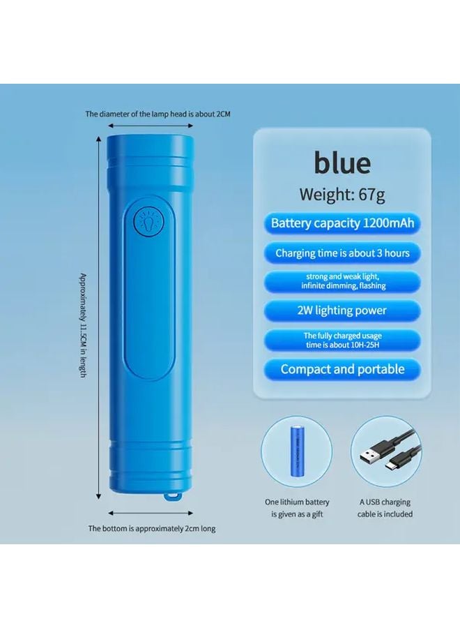 Blue Handheld Flashlight Long Range High Brightness Type C Charging 1200mAh Battery - Image 1