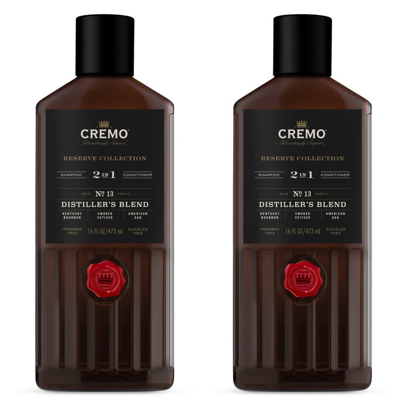 Cremo Distillerâ€™s Blend Reserve Collection Barber Grade 2-in-1 Shampoo & Conditioner, 16 Fl Oz (Pack of 2) - Image 1