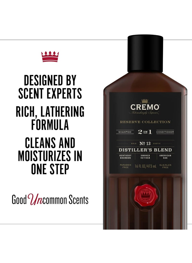 cremo - Cremo Distiller’s Blend Reserve Collection Barber Grade 2-in-1 Shampoo & Conditioner, 16 Fl Oz (Pack of 2) - Image 1