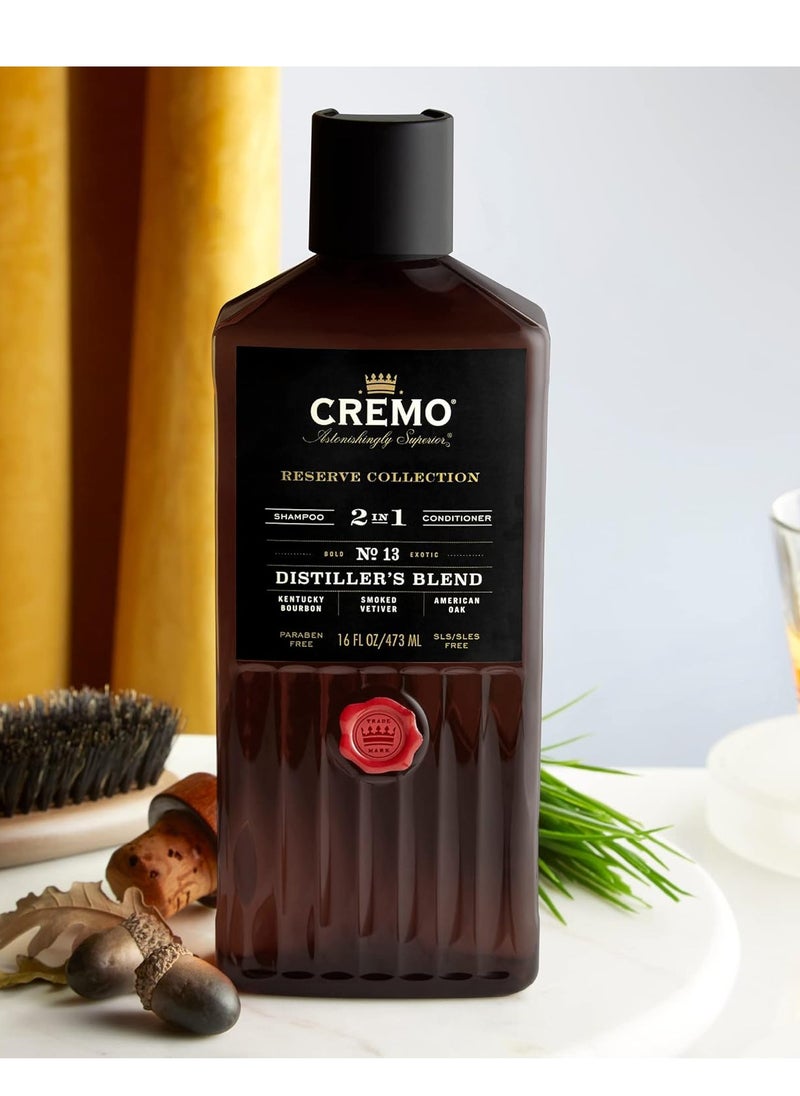 cremo - Cremo Distiller’s Blend Reserve Collection Barber Grade 2-in-1 Shampoo & Conditioner, 16 Fl Oz (Pack of 2) - Image 1