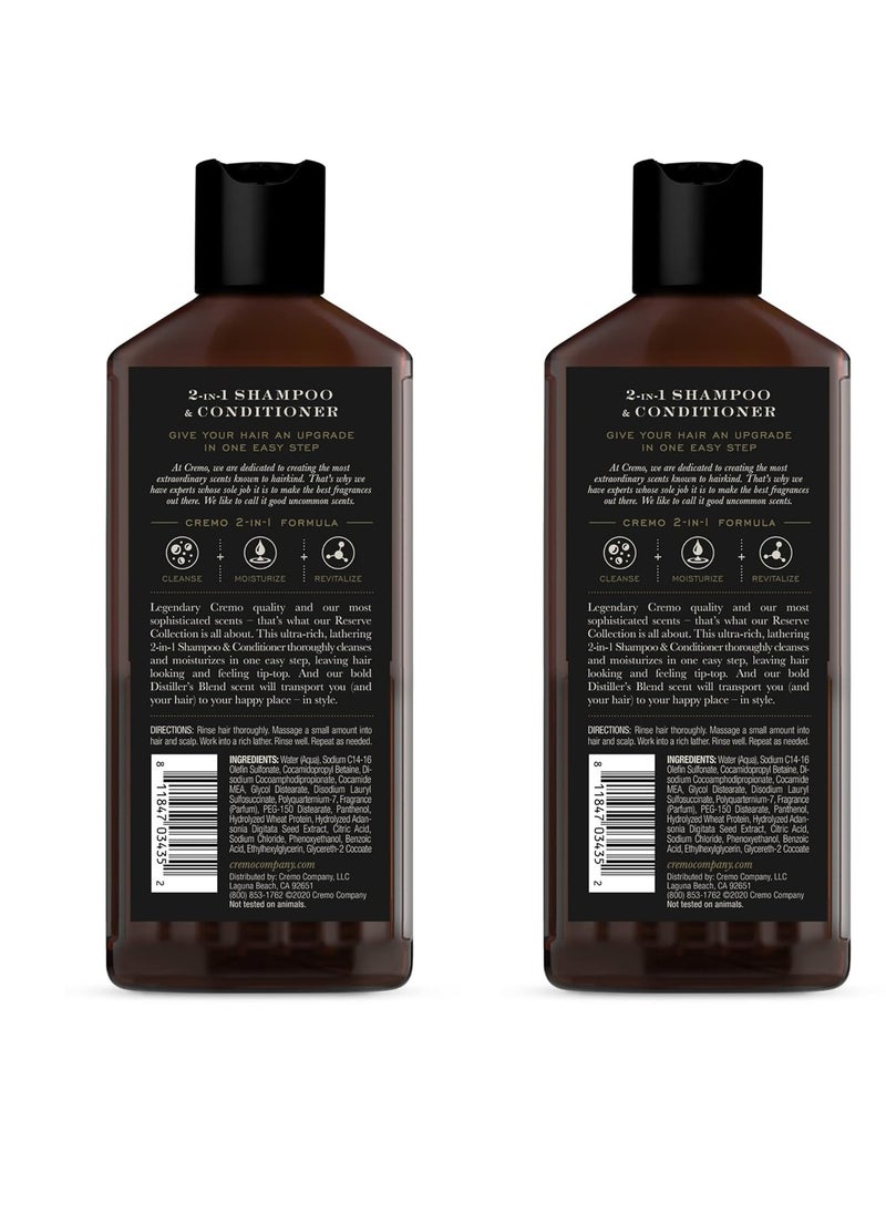cremo - Cremo Distiller’s Blend Reserve Collection Barber Grade 2-in-1 Shampoo & Conditioner, 16 Fl Oz (Pack of 2) - Image 1