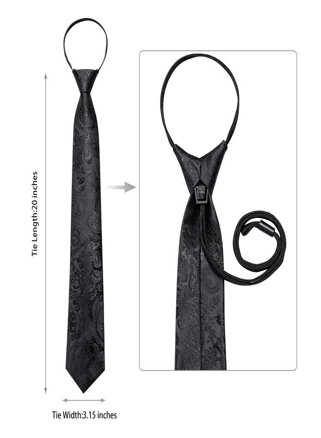DiBanGu Silk Paisley Tie Set, Black Paisley, One size - Image 5
