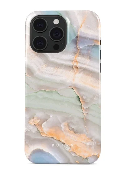 BURGA Luxury Gold Glitter Marble Phone Case Compatible with iPhone 15 Pro MAX  Double Layer Silicone Protective Case Ocean Waves Pastel Hues