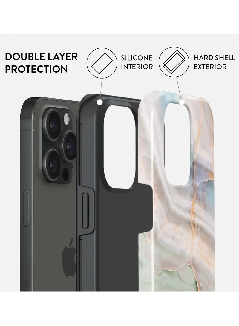BURGA Luxury Gold Glitter Marble Phone Case Compatible with iPhone 15 Pro MAX  Double Layer Silicone Protective Case Ocean Waves Pastel Hues