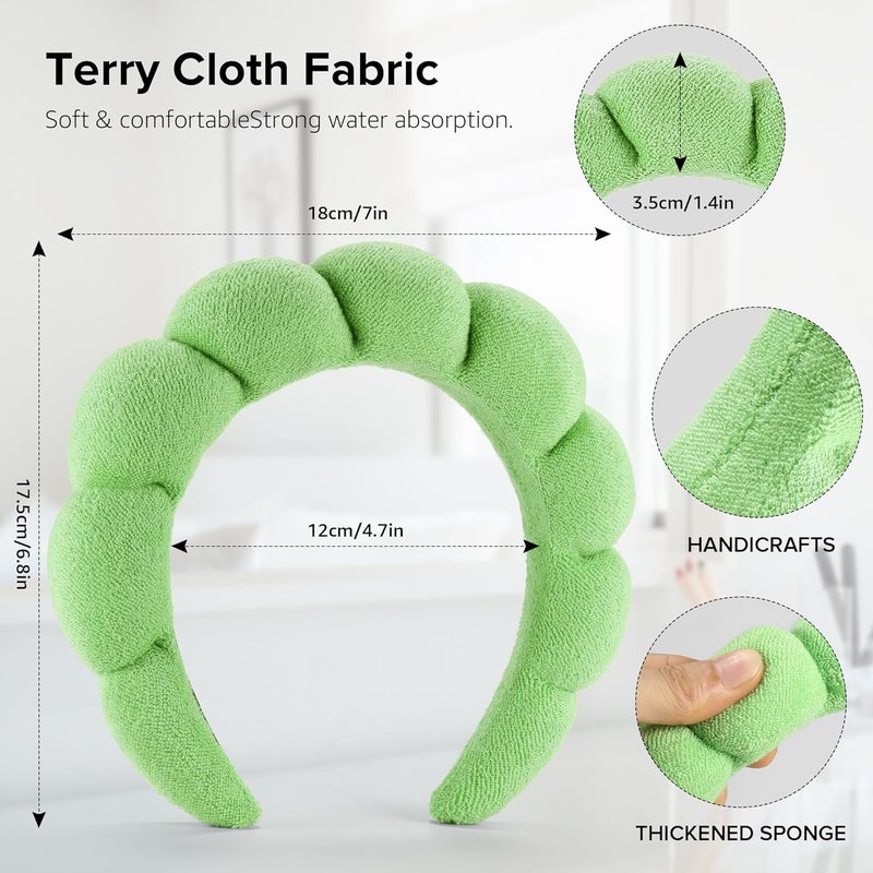 Ztomine Store 2 Count Hairband, Set of 2 - Thick, Soft, Plush, Absorbent Terry Cloth Spa Headbands for Washing Face or Facial - Puffy Makeup Headbands for Face Washing, Mask, Skin Treatment - Image 5