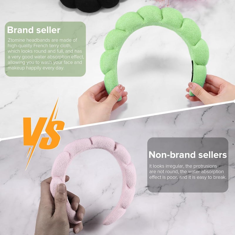 Ztomine Store 2 Count Hairband, Set of 2 - Thick, Soft, Plush, Absorbent Terry Cloth Spa Headbands for Washing Face or Facial - Puffy Makeup Headbands for Face Washing, Mask, Skin Treatment - Image 3