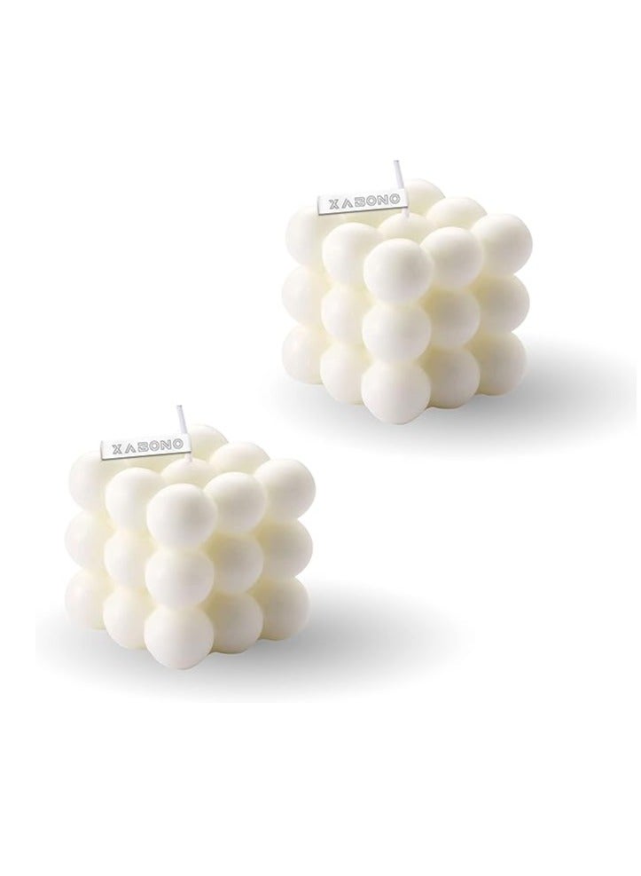 2 Pcs Bubble Candle Bubble Candles Color White Home Decoration Bright Candle Trendy Candles Handmade Cube Candle for Bedroom Bathroom Decorations Aesthetic Abstract Decor Set - Image 1