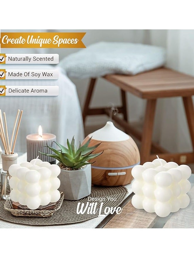 2 Pcs Bubble Candle Bubble Candles Color White Home Decoration Bright Candle Trendy Candles Handmade Cube Candle for Bedroom Bathroom Decorations Aesthetic Abstract Decor Set - Image 4