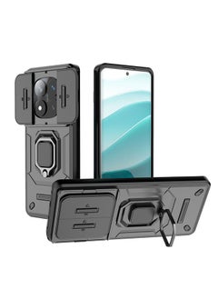 Generic Xiaomi Redmi Note 14 Pro 5G/ Xiaomi POCO X7 5G Case, Shockproof Case, Anti-Fall Drop Protection, Built-in Slide Anti-Scratch Camera Lens Cover, Integrated 360 Degree Rotating Ring Kickstand, Black  - Image 1