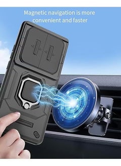 Generic Xiaomi Redmi Note 14 Pro 5G/ Xiaomi POCO X7 5G Case, Shockproof Case, Anti-Fall Drop Protection, Built-in Slide Anti-Scratch Camera Lens Cover, Integrated 360 Degree Rotating Ring Kickstand, Black  - Image 3