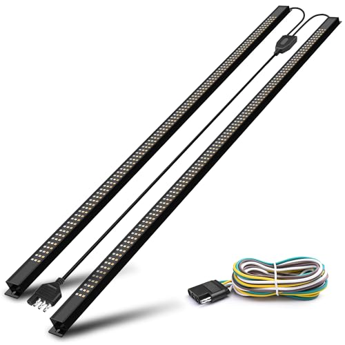 MICTUNING شريط إضاءة خلفي ثلاثي من MICTUNING مقاوم للماء مع إطار من الألمنيوم وقابس سهل التركيب - إشارة انعطاف متسلسلة باللون الكهرماني، ضوء فرامل/تشغيل أحمر، أضواء عكسية بيضاء لشاحنة البيك أب - Image 1