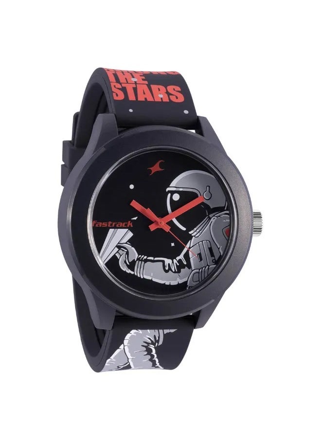 fastrack - Fastrack Space Rover Quartz Analog Unisex Watch With Black Dial Black Colour Silicone Strap - Image 1