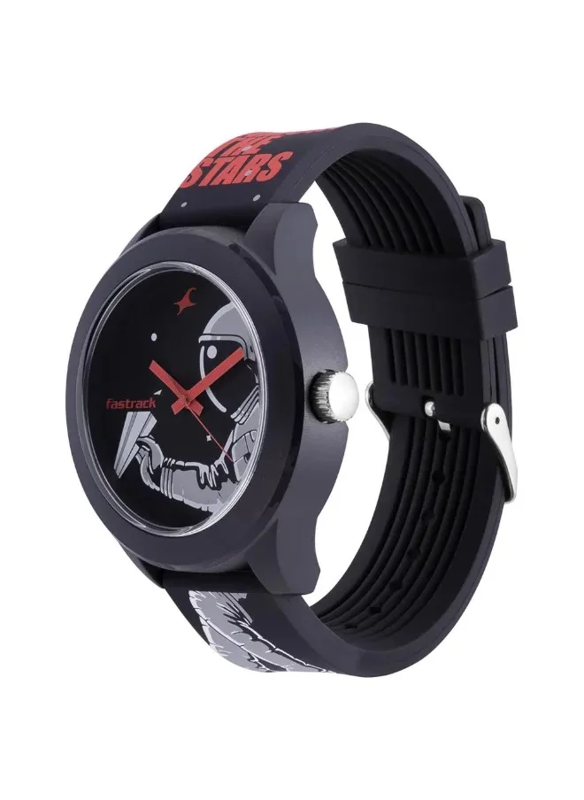 فاستراك Fastrack Space Rover Quartz Analog Unisex Watch With Black Dial Black Colour Silicone Strap