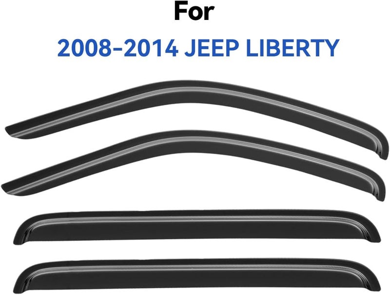 YQAUTEC Window Visors Rain Guards Shield for 2008-2014 Jeep Liberty - Image 2