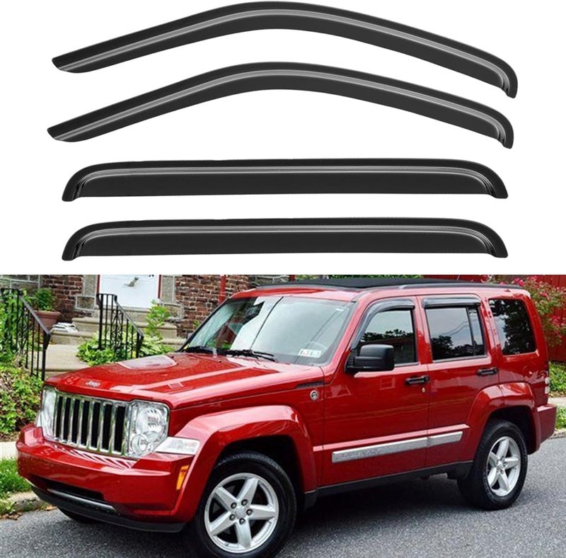 YQAUTEC Window Visors Rain Guards Shield for 2008-2014 Jeep Liberty - Image 1