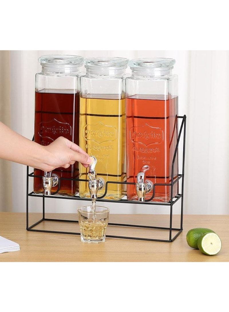 ديسبنسر ثلاثي للعصائر والمشروبات البارده  مع حامل متناسق شكل مبهر وذوق رفيع للمائدة والعزومات - Image 1