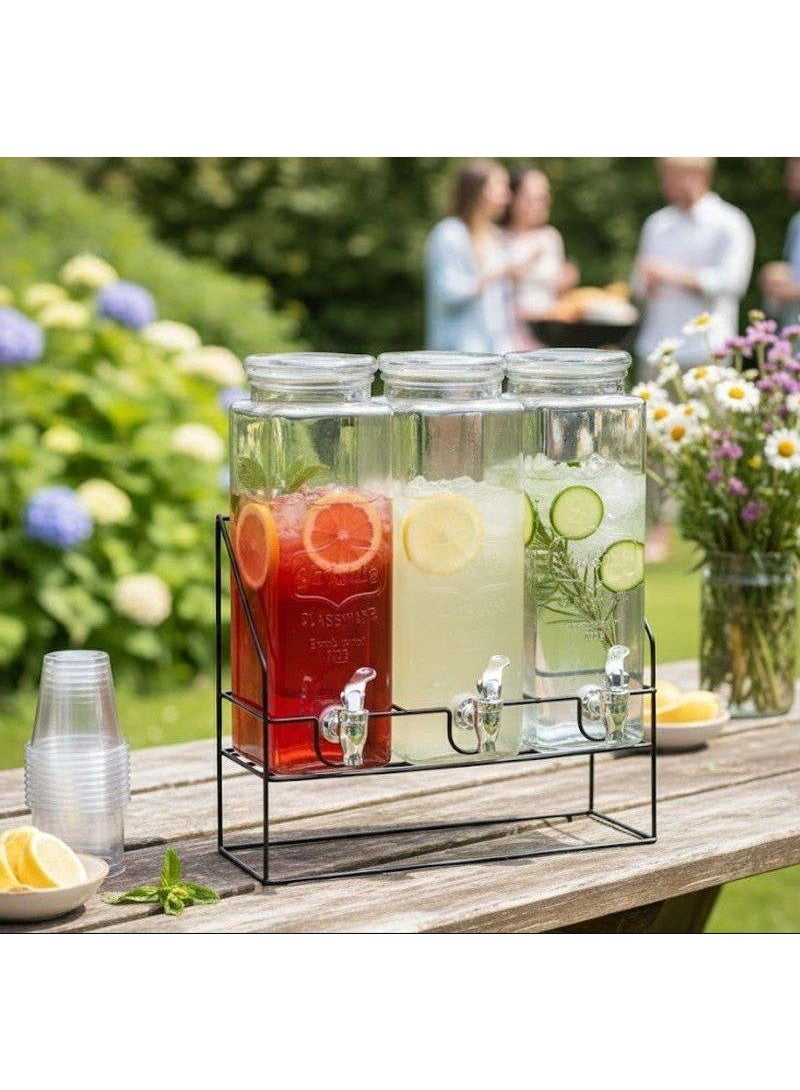 ديسبنسر ثلاثي للعصائر والمشروبات البارده  مع حامل متناسق شكل مبهر وذوق رفيع للمائدة والعزومات - Image 4