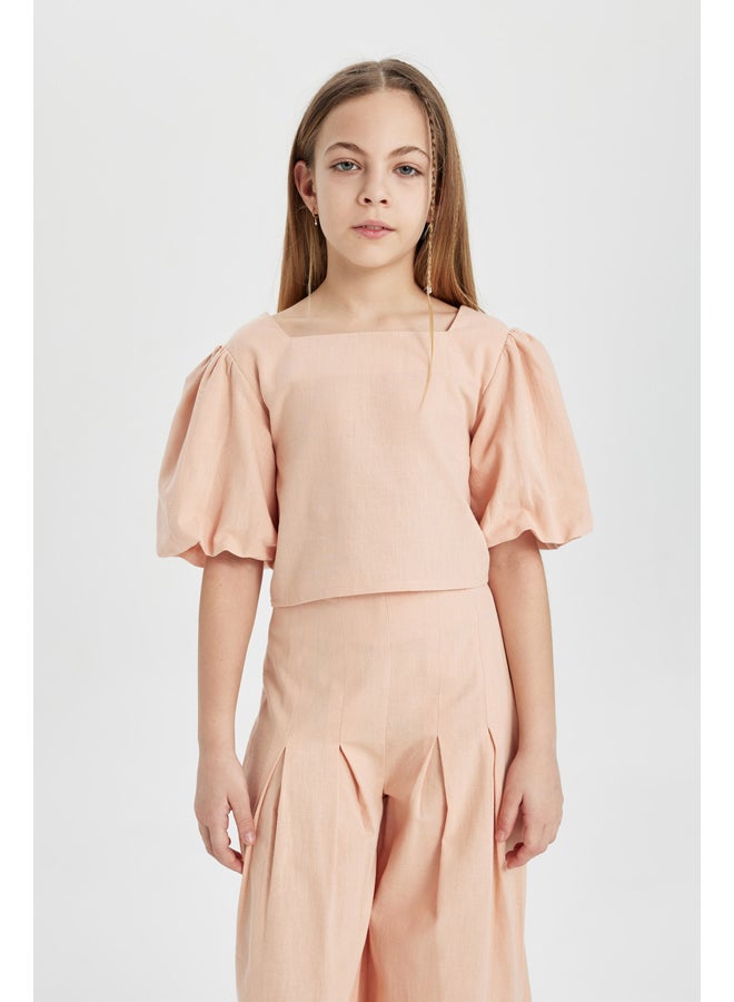 DeFacto Girl Woven Short Sleeve Blouse - Image 1