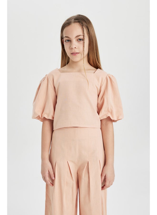 DeFacto Girl Woven Short Sleeve Blouse - Image 2