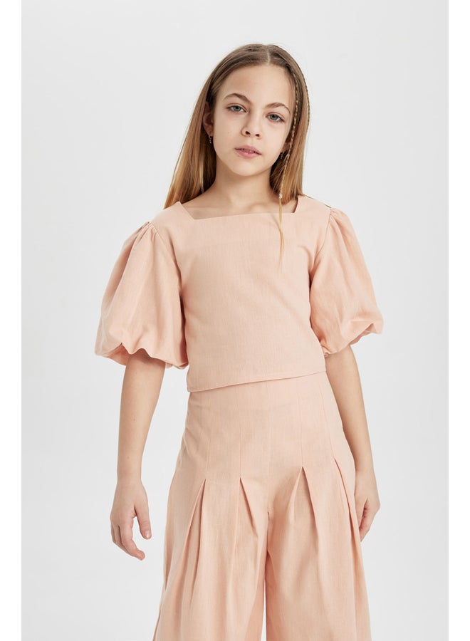 DeFacto Girl Woven Short Sleeve Blouse - Image 3
