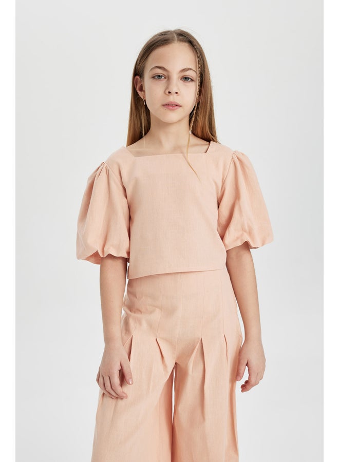 DeFacto Girl Woven Short Sleeve Blouse - Image 5