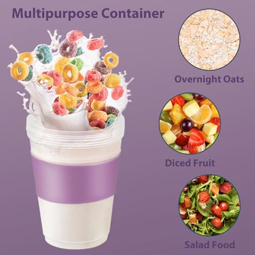 Freshmage 4 Pack 20 oz Yogurt Parfait Cups with Lids, Reusable Overnight Oats Containers with Lids, Folding Spoons and Topping Compartment for Breakfast to Go - Image 5