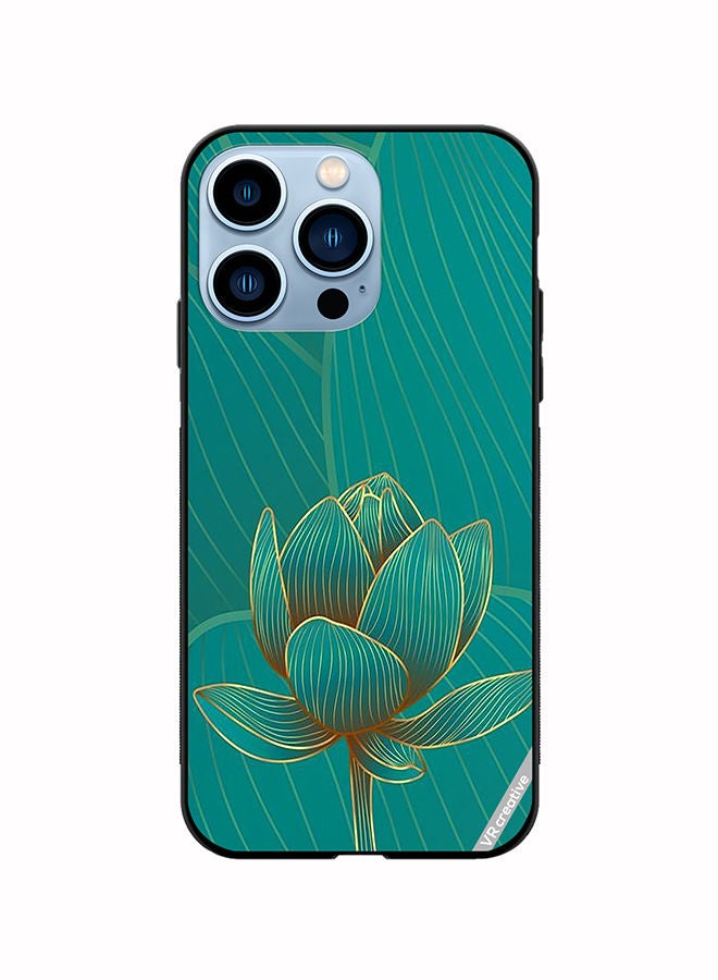 VR CREATIVE Protective Case Cover For Apple iPhone 14 Pro Green Rose Design Multicolour - Image 1