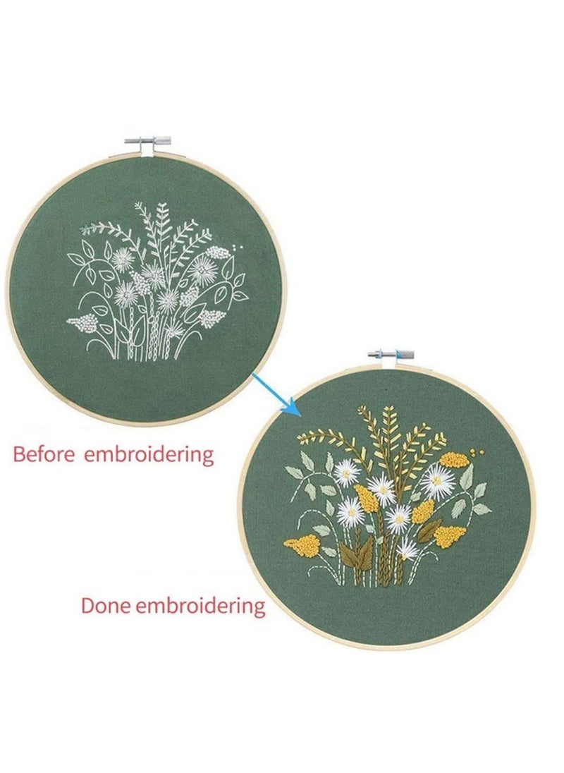 Generic 4 Pack DIY Stamped Embroidery Kit For Starter Flowers Pattern Embroidery Cloth Color Threads Tools Kit 20x20cm  - Image 5