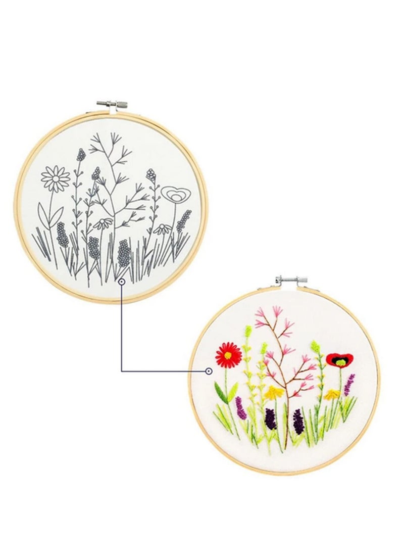 Generic 4 Pack DIY Stamped Embroidery Kit For Starter Flowers Pattern Embroidery Cloth Color Threads Tools Kit 20x20cm  - Image 4