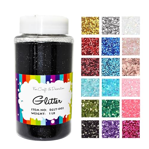 Craft and Party, 1 Pound Bottled Craft Glitter for Craft and Decoration (Black) - Image 1