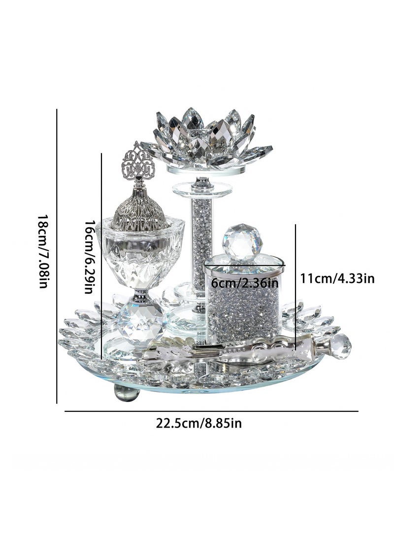 مجموعة مذبحة عود ذهبية رائعة باللوتس الكريستالي – ديكور استحضار رائحة شامل للمنزل - Image 2