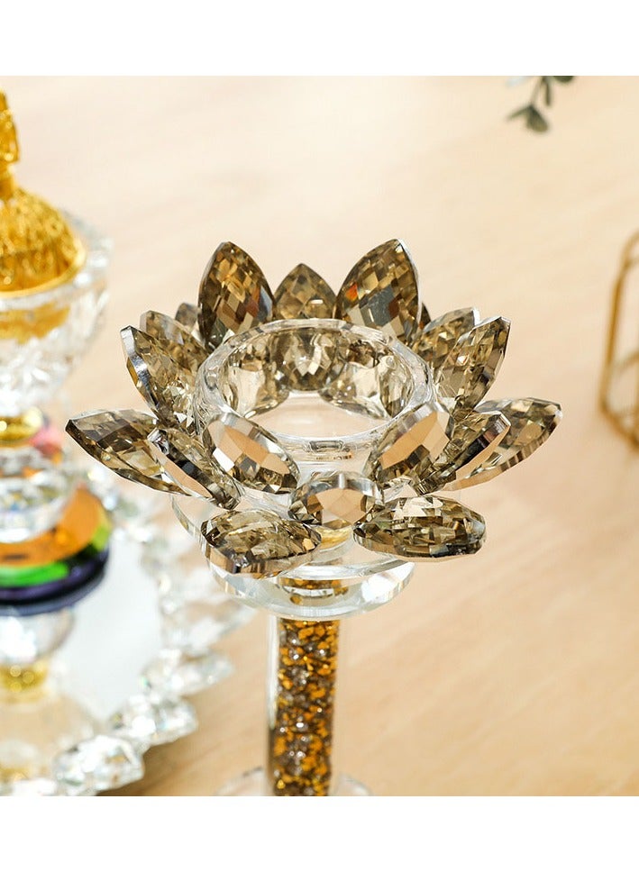 مجموعة مذبحة عود ذهبية رائعة باللوتس الكريستالي – ديكور استحضار رائحة شامل للمنزل - Image 5