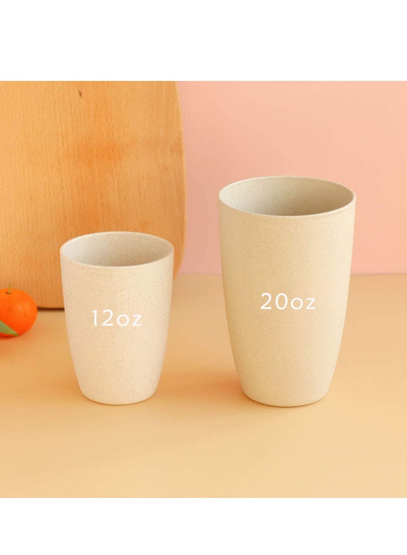 SYOSI Wheat Straw Unbreakable Cup (12 oz) - Reusable Drinking Glasses Set of 5 - Dishwasher Safe - Great for Kids Children Toddler  Adult - BPA Free  Eco-Friendly(Beige) - Image 1