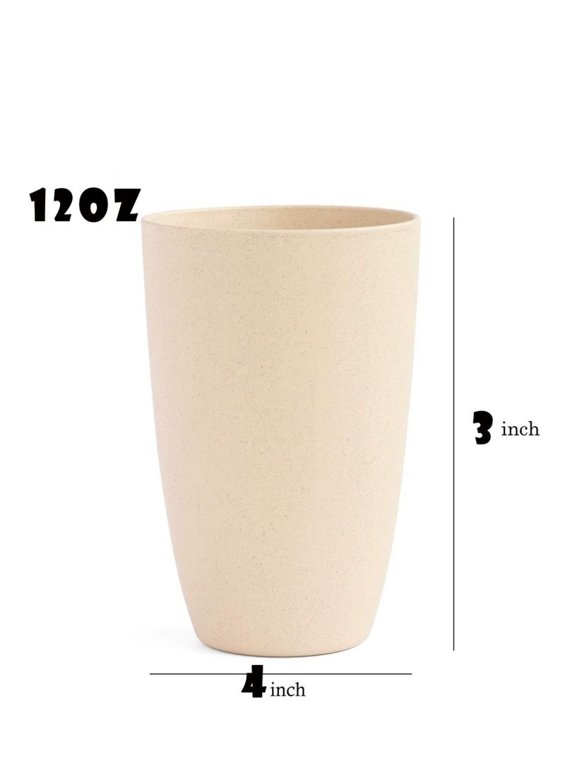 SYOSI Wheat Straw Unbreakable Cup (12 oz) - Reusable Drinking Glasses Set of 5 - Dishwasher Safe - Great for Kids Children Toddler  Adult - BPA Free  Eco-Friendly(Beige) - Image 3