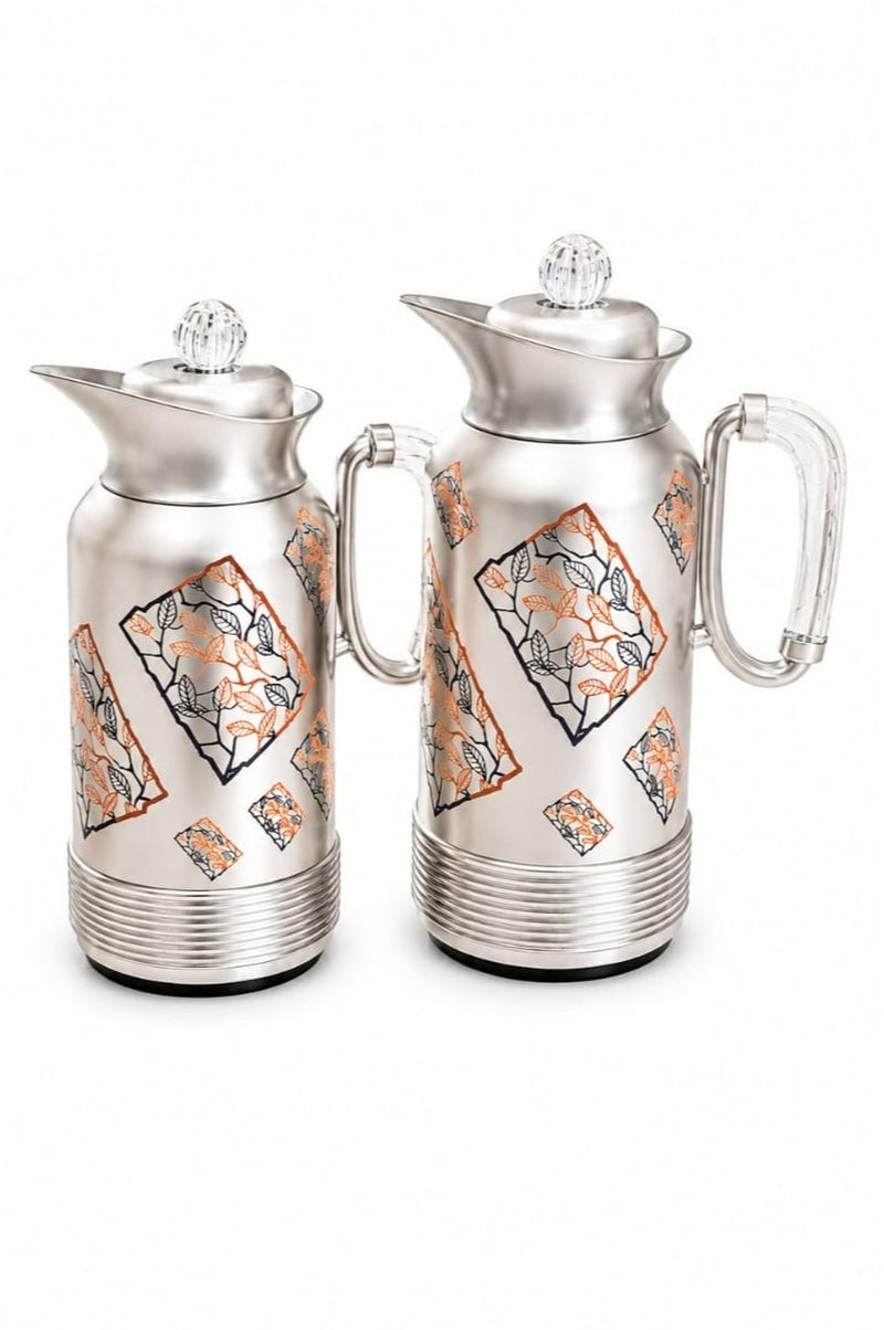 Radin Luxury Arabic Thermos Flask Set 2PCS – Tea & Coffee Vacuum Flask Set – Stainless Steel Outside, Glass Inner – Hot & Cold Serving - Image 2