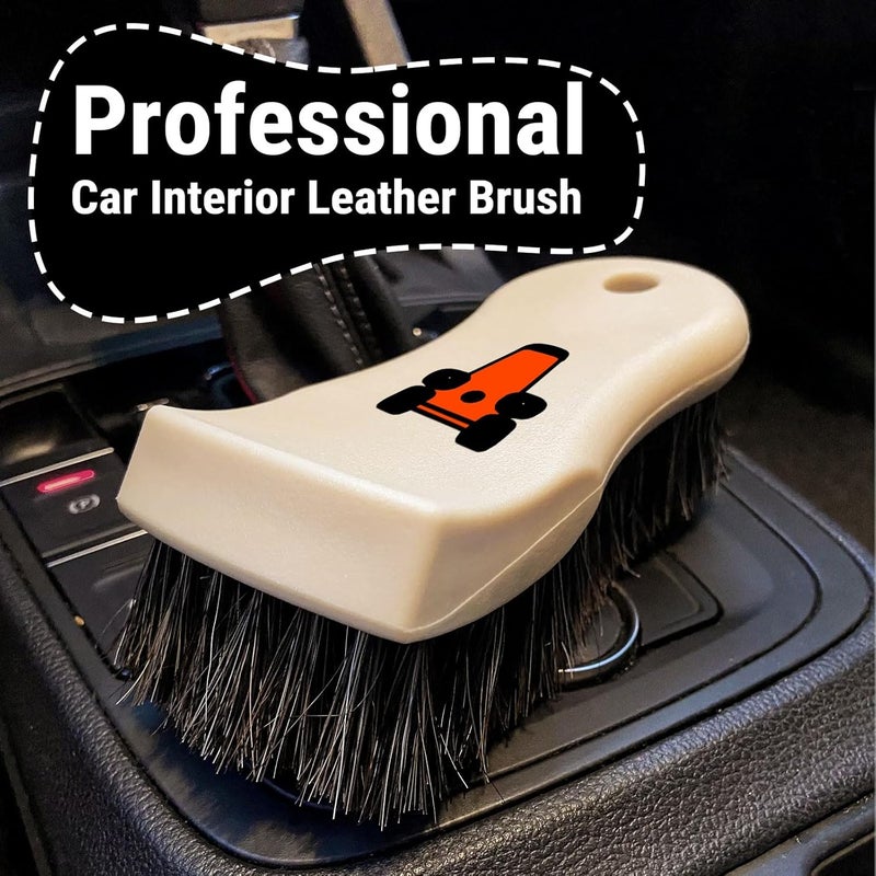 YeewayVeh Leather Cleaning Brush, Long Bristle Horse Hair Car Cleaning Brush for Car Interior Leather Seat and Home Furniture - Image 3