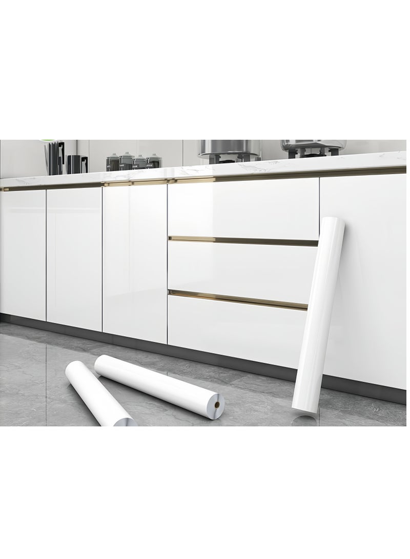 Lee Yon Sticky Back Wall Paper Furniture Sticker Peel Wallpaper Glossy Glitter Effect Cntact Paper, White, 40 x 200 cm - Image 1